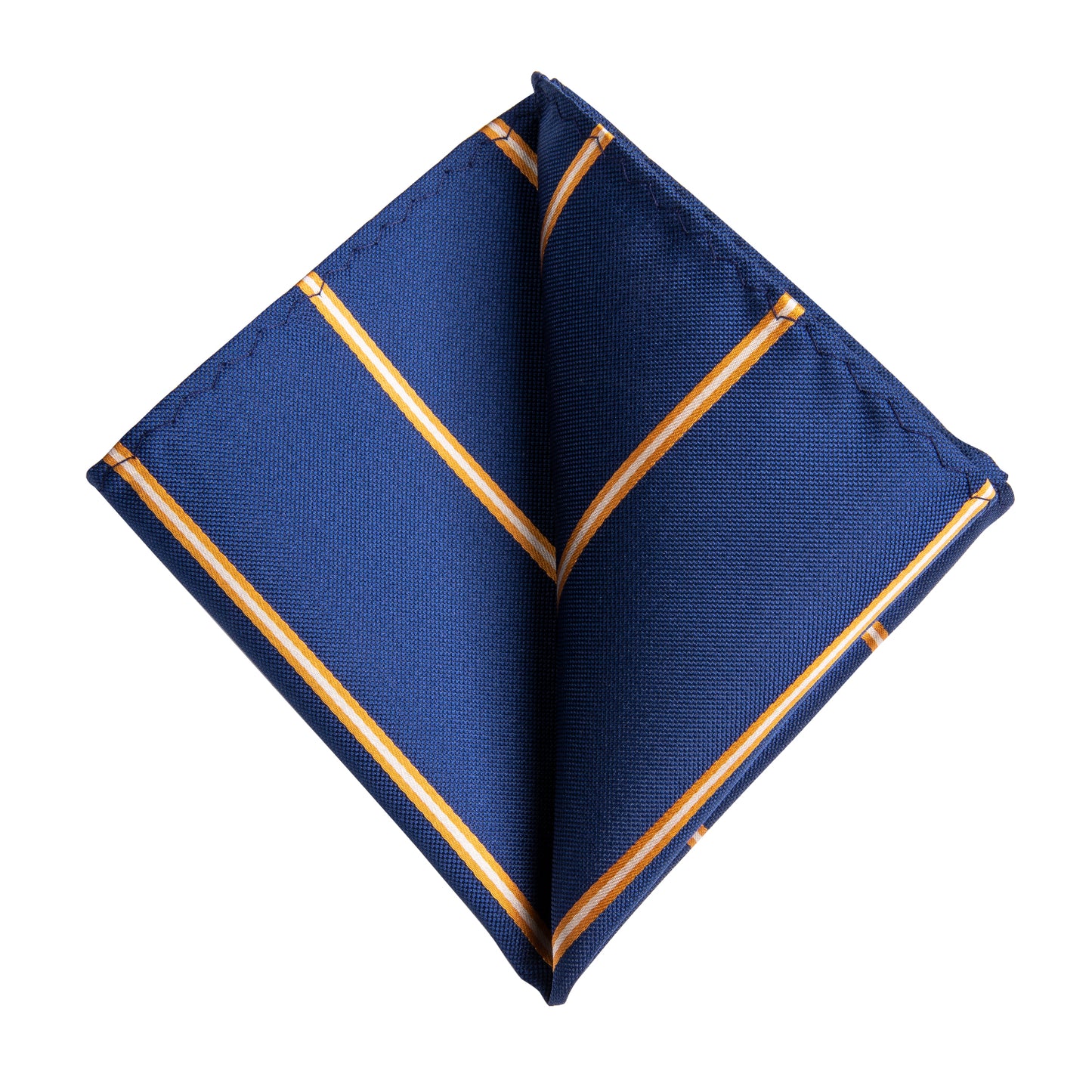 Blue and Orange Striped Necktie, Pocket Square and Cufflinks
