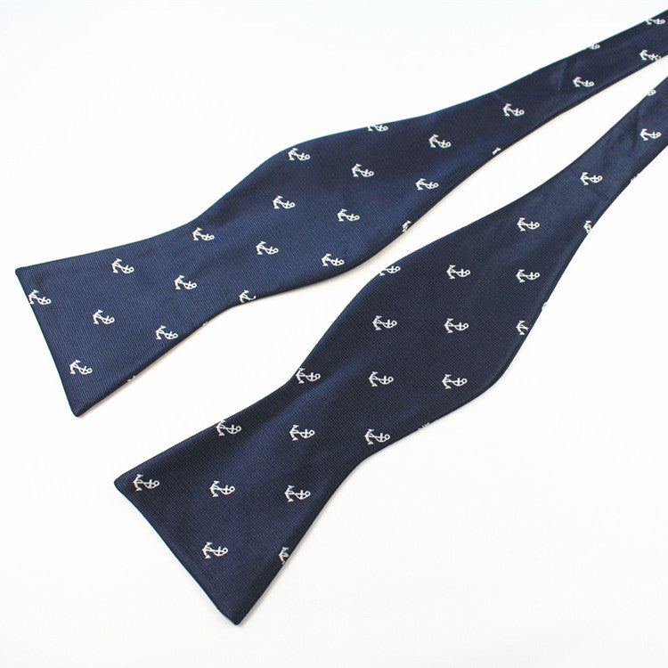 Dark Blue and Anchors Bow Tie with Pocket Square