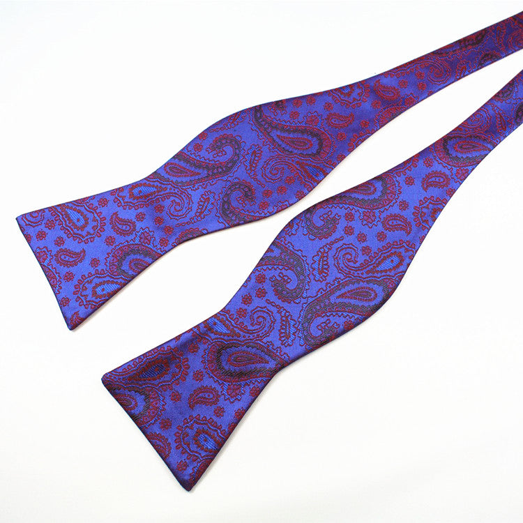 Purple and Red Two Toned Silk Paisley Bow Tie