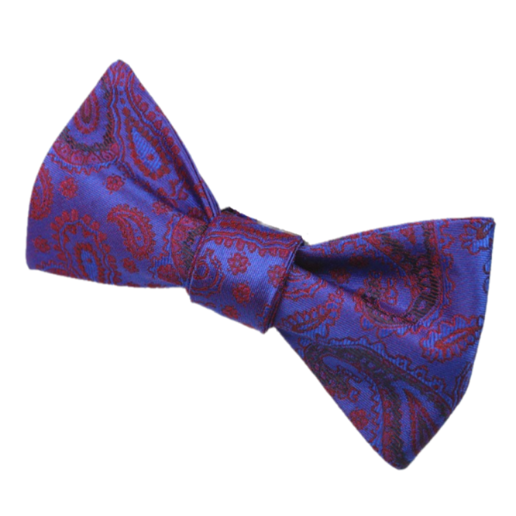 Purple and Red Two Toned Silk Paisley Bow Tie