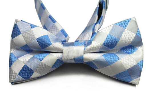 White and Blue Stripe Bowtie