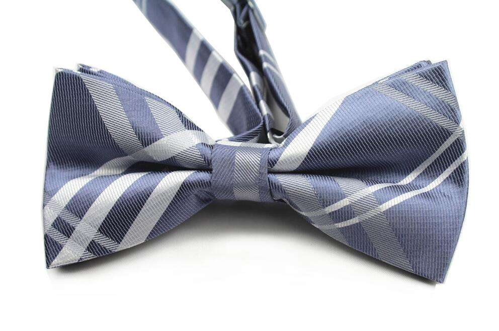 Blue/Grey and Silver Stripe Bowtie