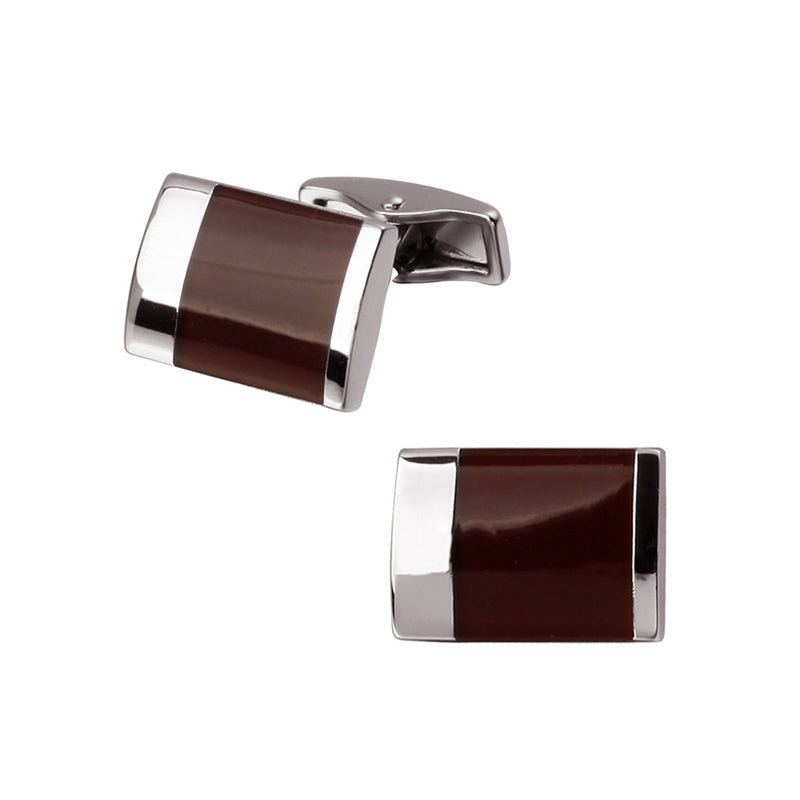 Burgundy and Silver Cufflinks