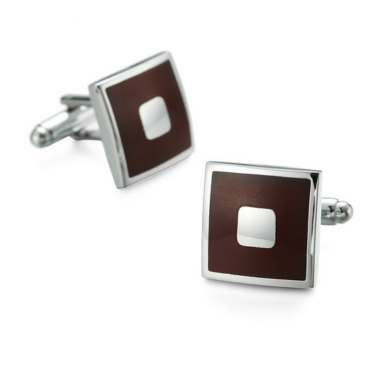 Silver and Brown Cufflinks
