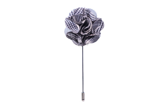 Black and White Flower Lapel Pin