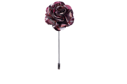 Burgundy Plaid Lapel Pin