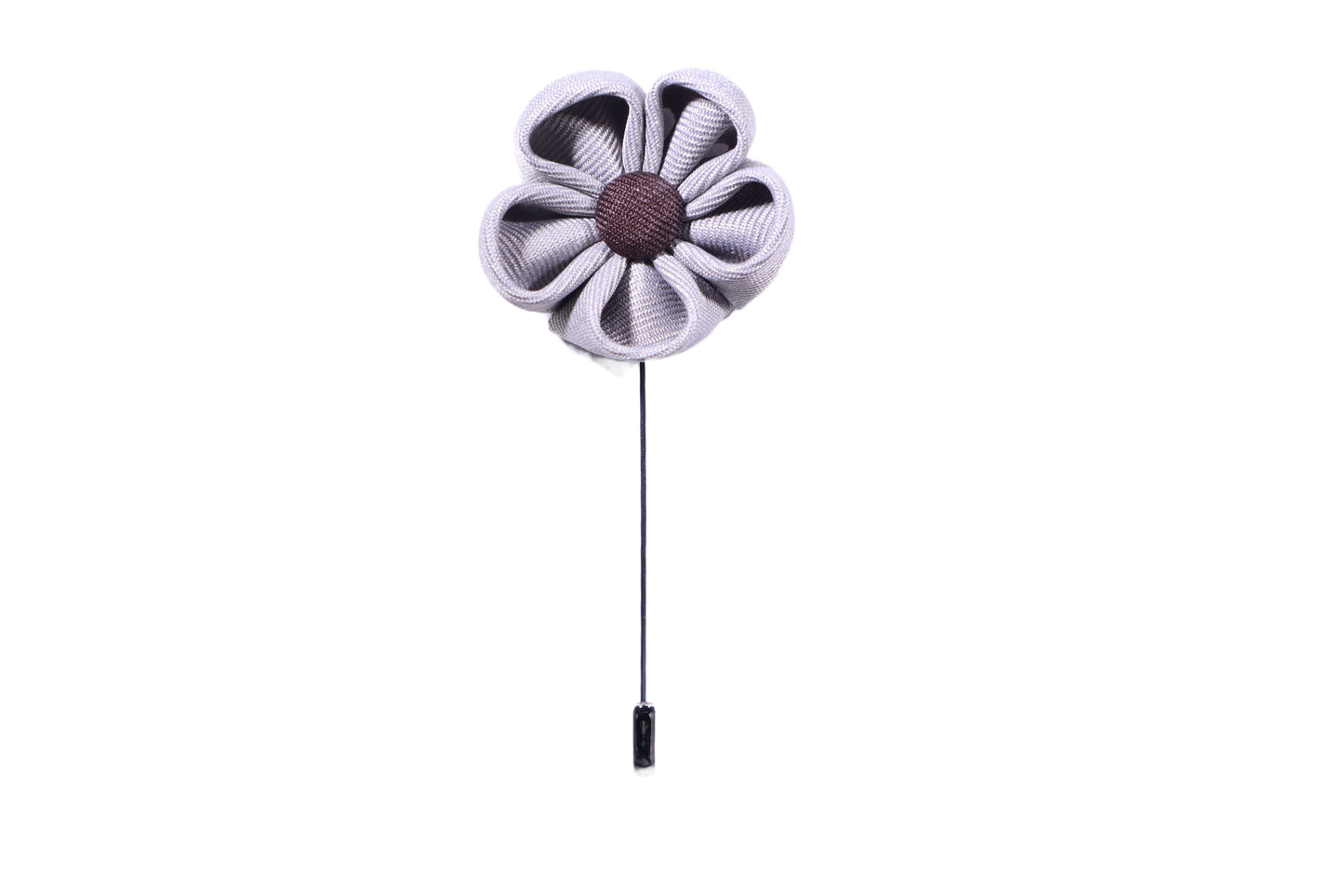 Grey and Brown Large Flower Lapel Pin