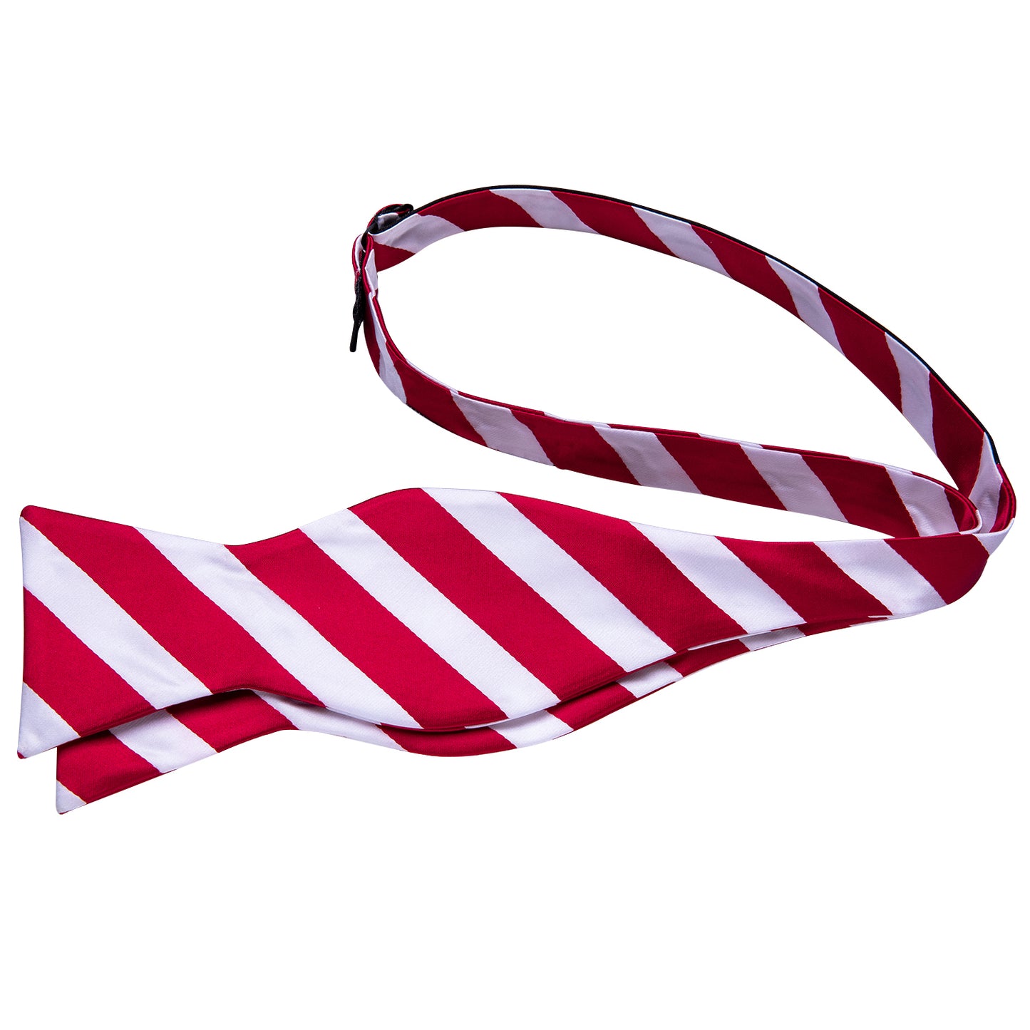 Red and White Stripe Bowtie, Pocket Square and Cufflinks