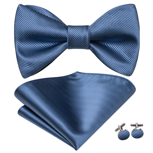 Blue Bowtie, Pocket Square and Cufflinks