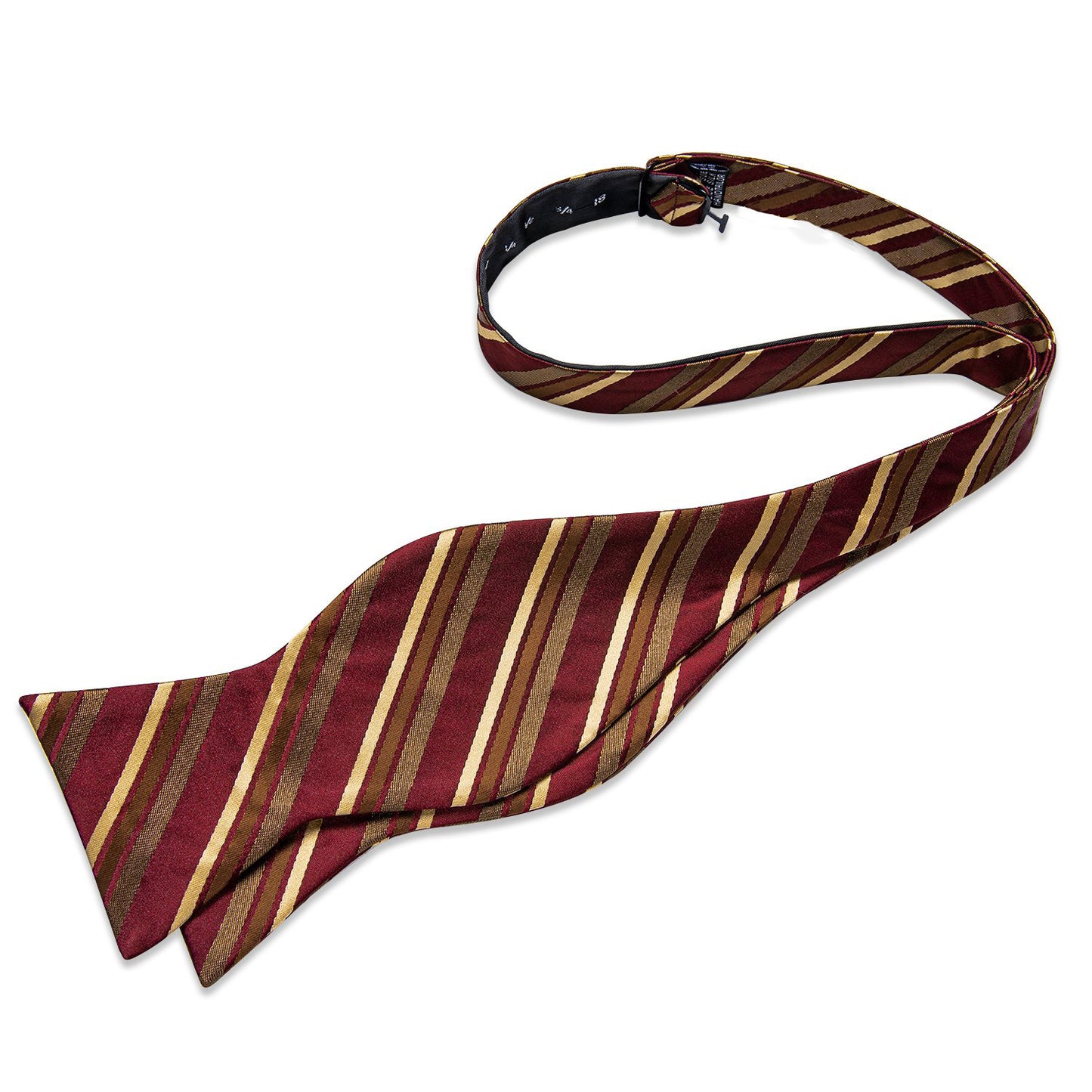 Burgundy with Gold Stipe Bowtie, Pocket Square and Cufflinks