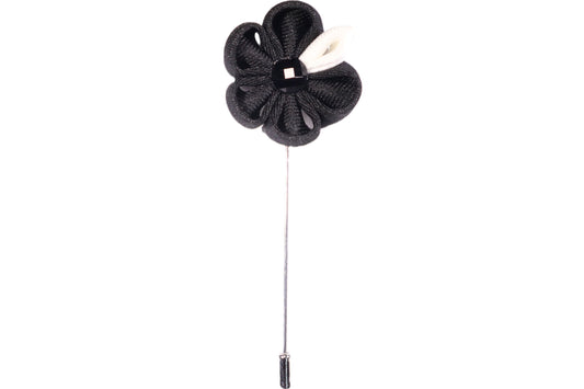 Black Flower with White Lapel Pin