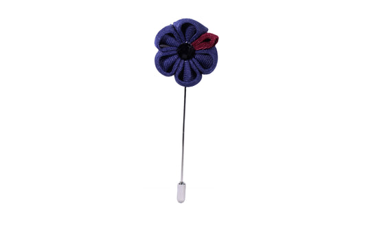 Blue and Burgundy Flower Lapel Pin