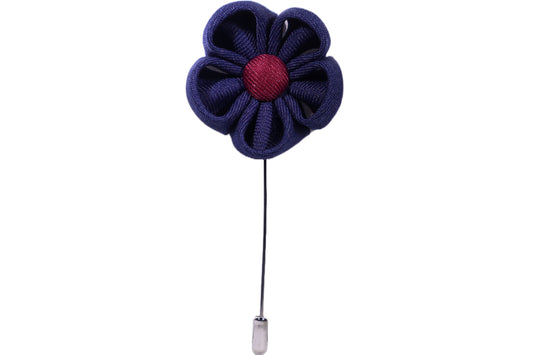 Large Blue and Burgundy Flower Lapel Pin