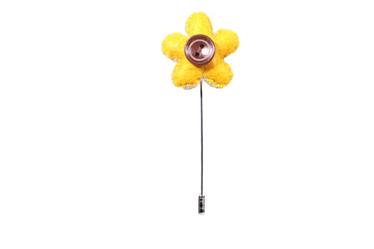 Mustard Felt with Button Lapel Pin