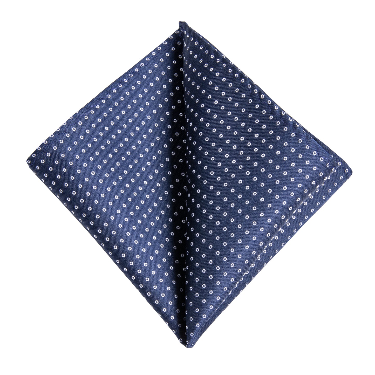 Dark Blue with White Circles Necktie, Pocket Square and Cufflinks