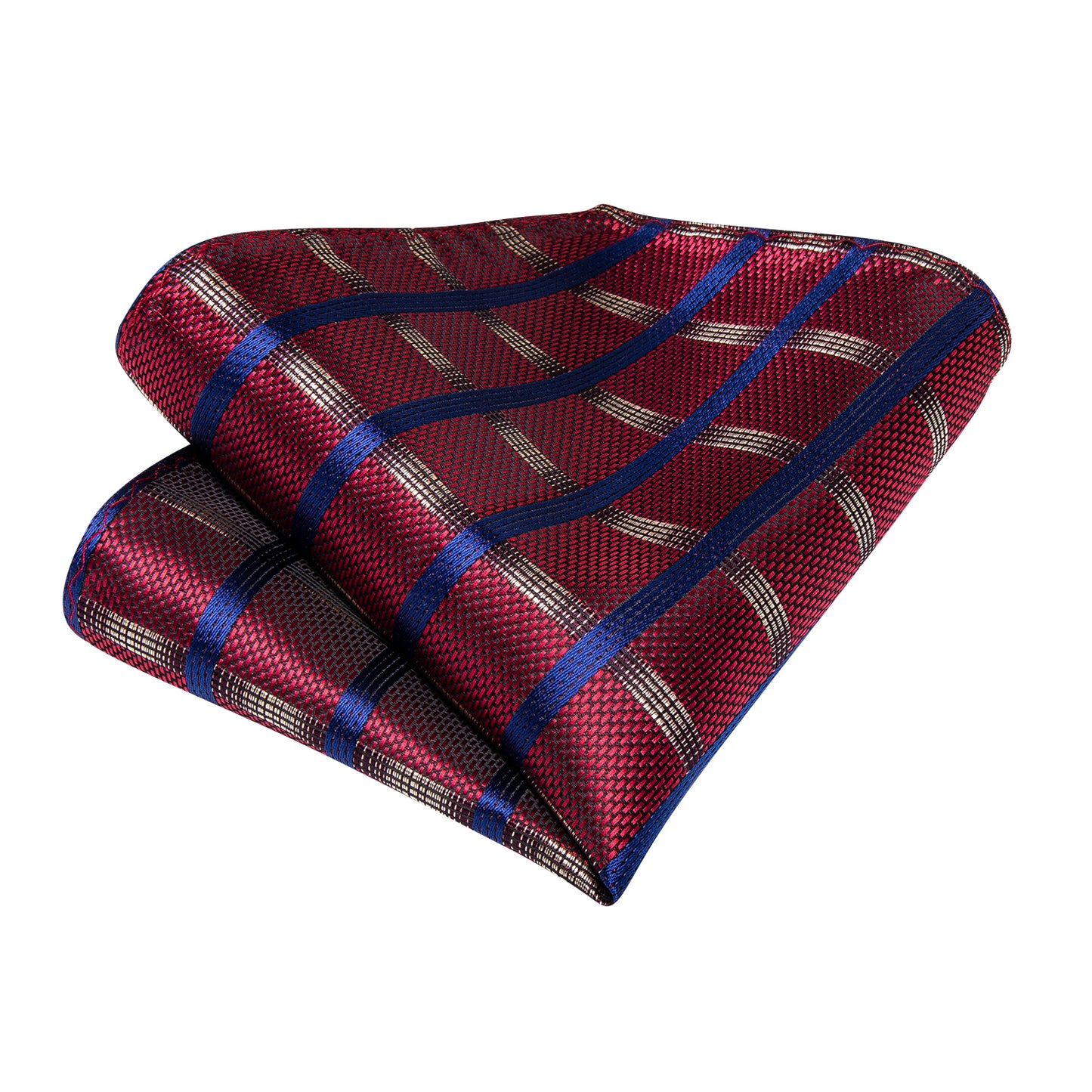 Red Blue and Silver Necktie, Pocket Square and Cufflinks