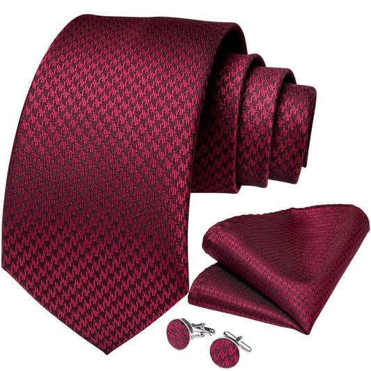 Light Burgundy Pattern Necktie, Pocket Square and Cufflinks