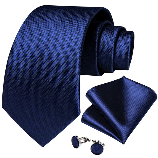 Dark Royal Blue Necktie, Pocket Square and Cufflinks