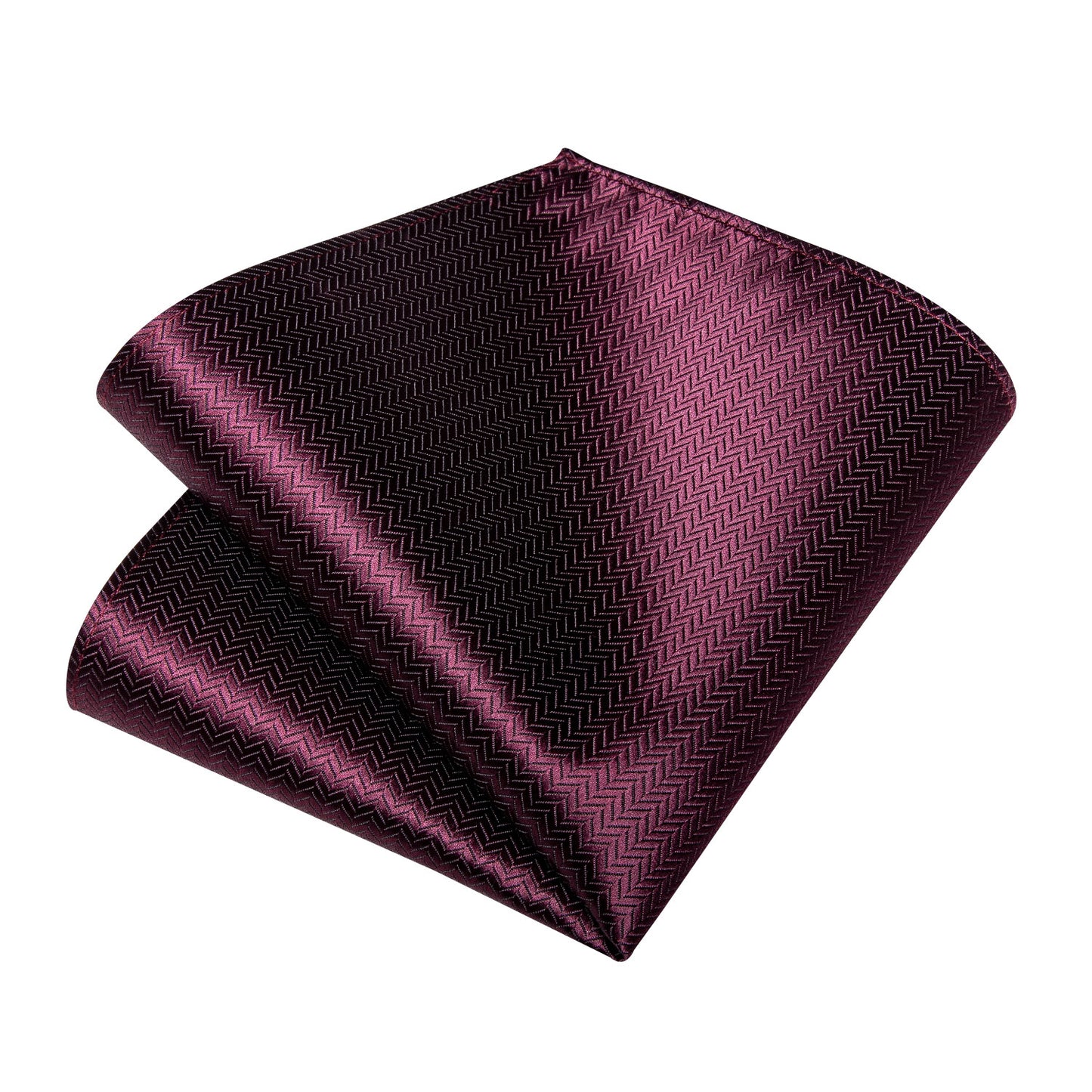 Solid Dark Burgundy Pattern Necktie, Pocket Square and Cufflinks