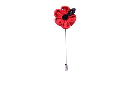 Red and Black Flower Lapel Pin