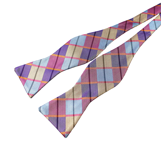 Multi Light Colored striped Bow Tie with Pocket Square