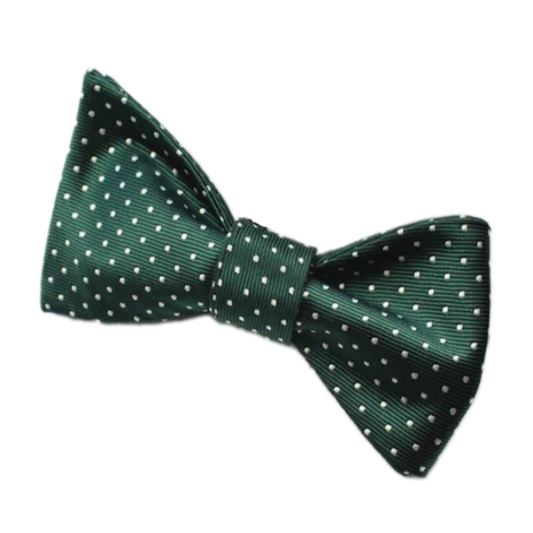 Green and White Polka Dot Silk Bow Tie