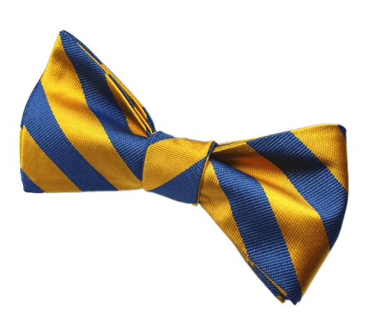 Light Blue and Gold Striped Silk Bow Tie