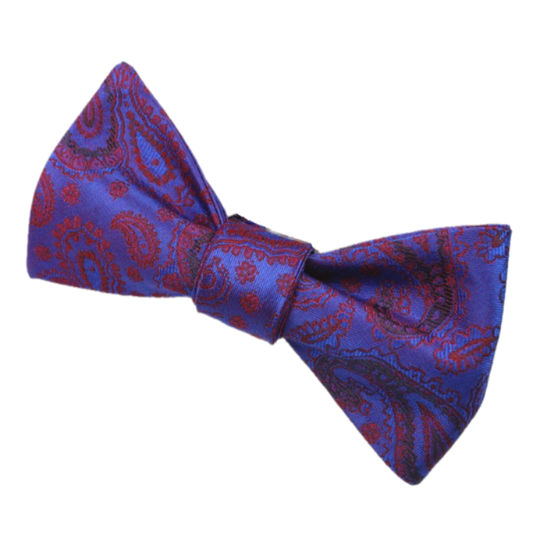 Purple and Red Two Toned Silk Paisley Bow Tie