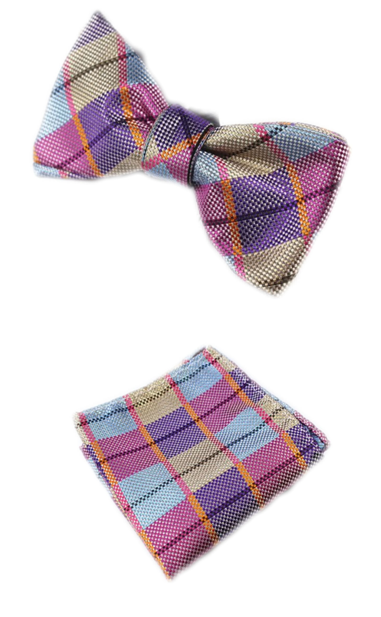 Multi Light Colored striped Bow Tie with Pocket Square